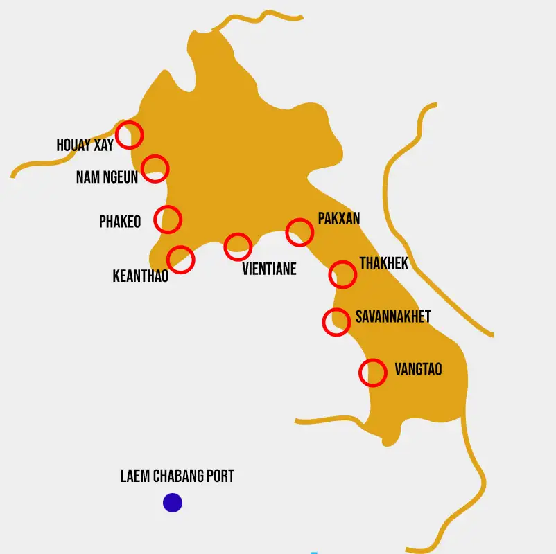 Thailand to LAO P.D.R ports