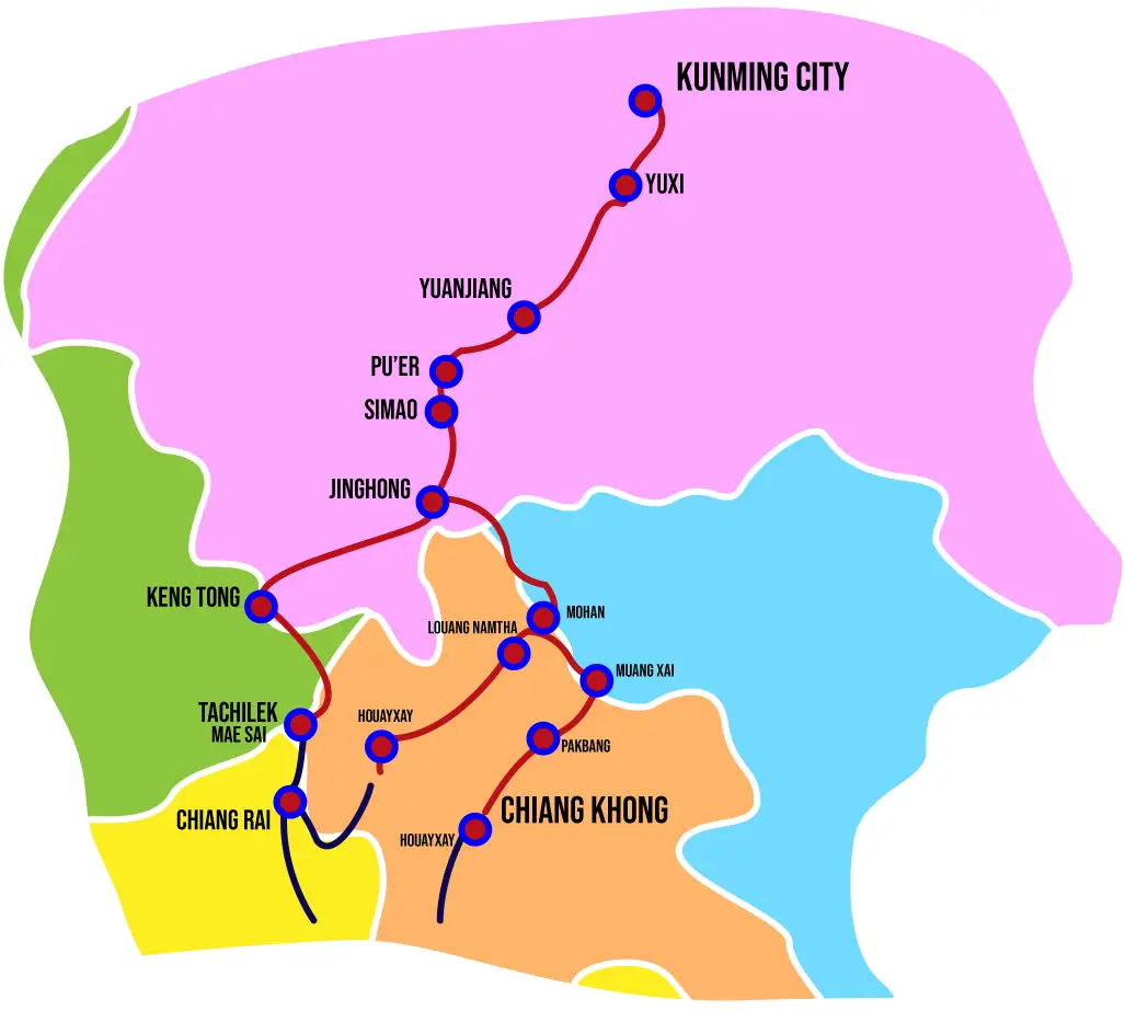 Thailand Laos P.D.R and Kunming (South China) route1